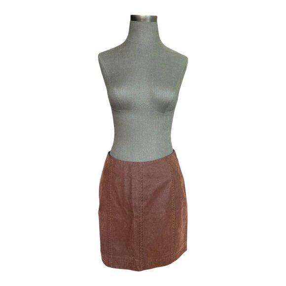 Free People Rust Brown Faux Suede A-Line Mini Skirt Women’s Size 8 NWOT - Picture 4 of 9